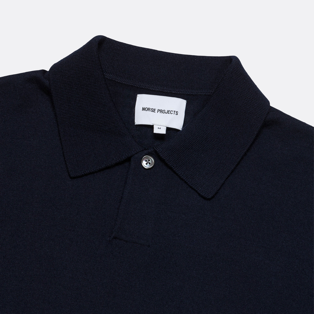 Jon Tech Merino LS Polo - Dark Navy