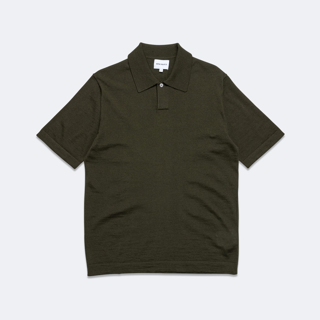 Jon Tech Merino SS Polo - Army Green