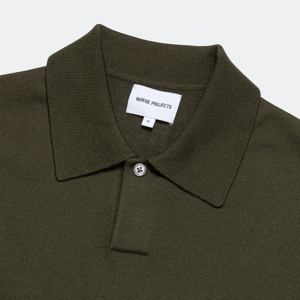 Jon Tech Merino SS Polo - Army Green