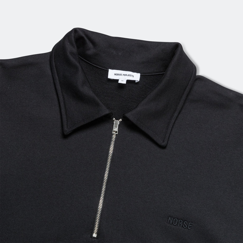 Ketel Relaxed Organic NORSE Logo Half Zip - Black