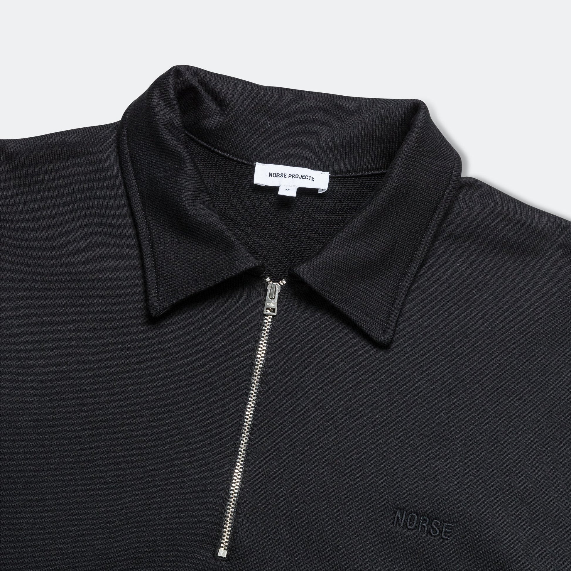 Ketel Relaxed Organic NORSE Logo Half Zip - Black