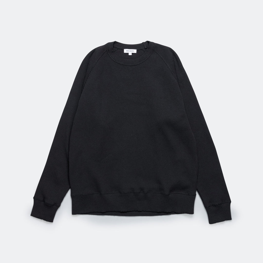 Kristian Relaxed Tech Waffle Sweater - Black