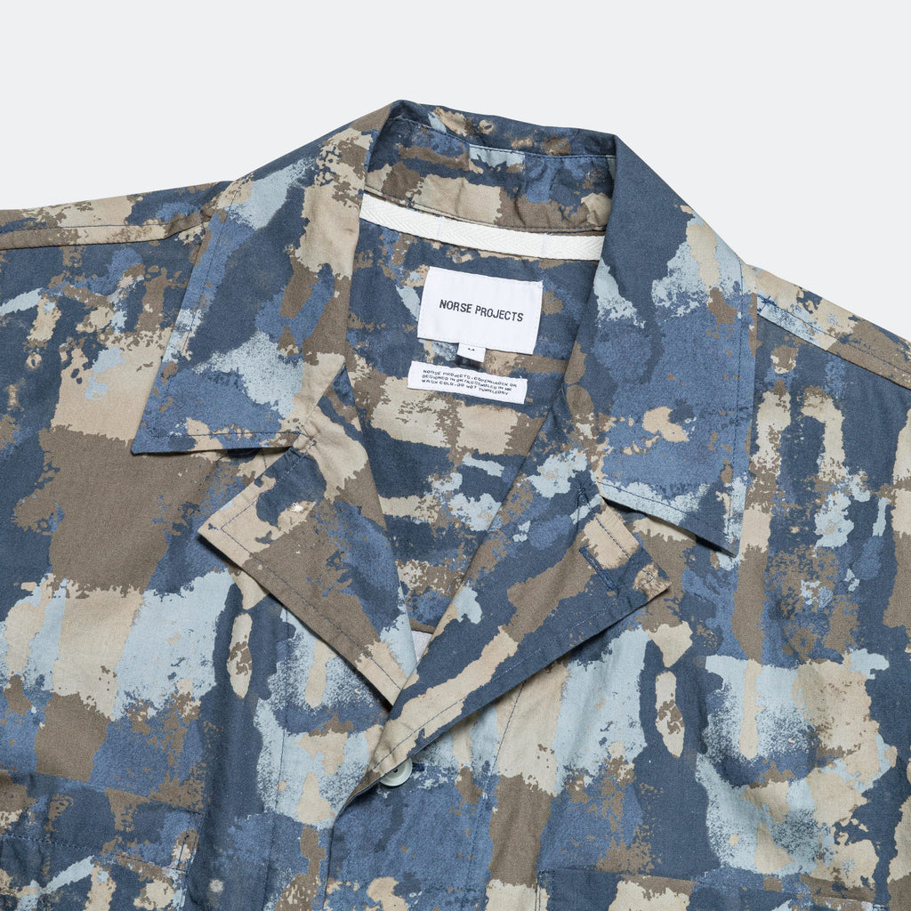 Mads Relaxed Print SS Shirt - Steel Blue