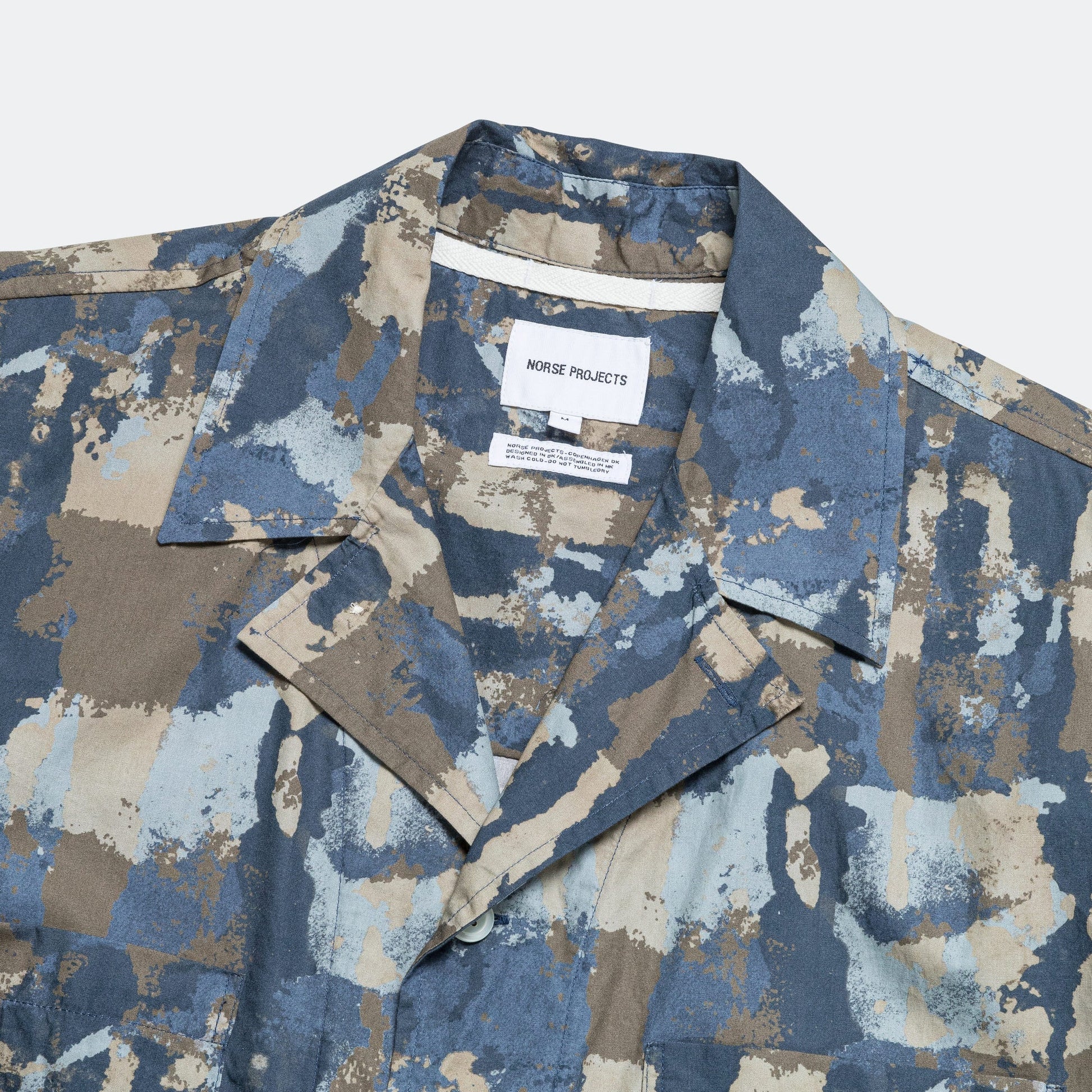 Mads Relaxed Print SS Shirt - Steel Blue