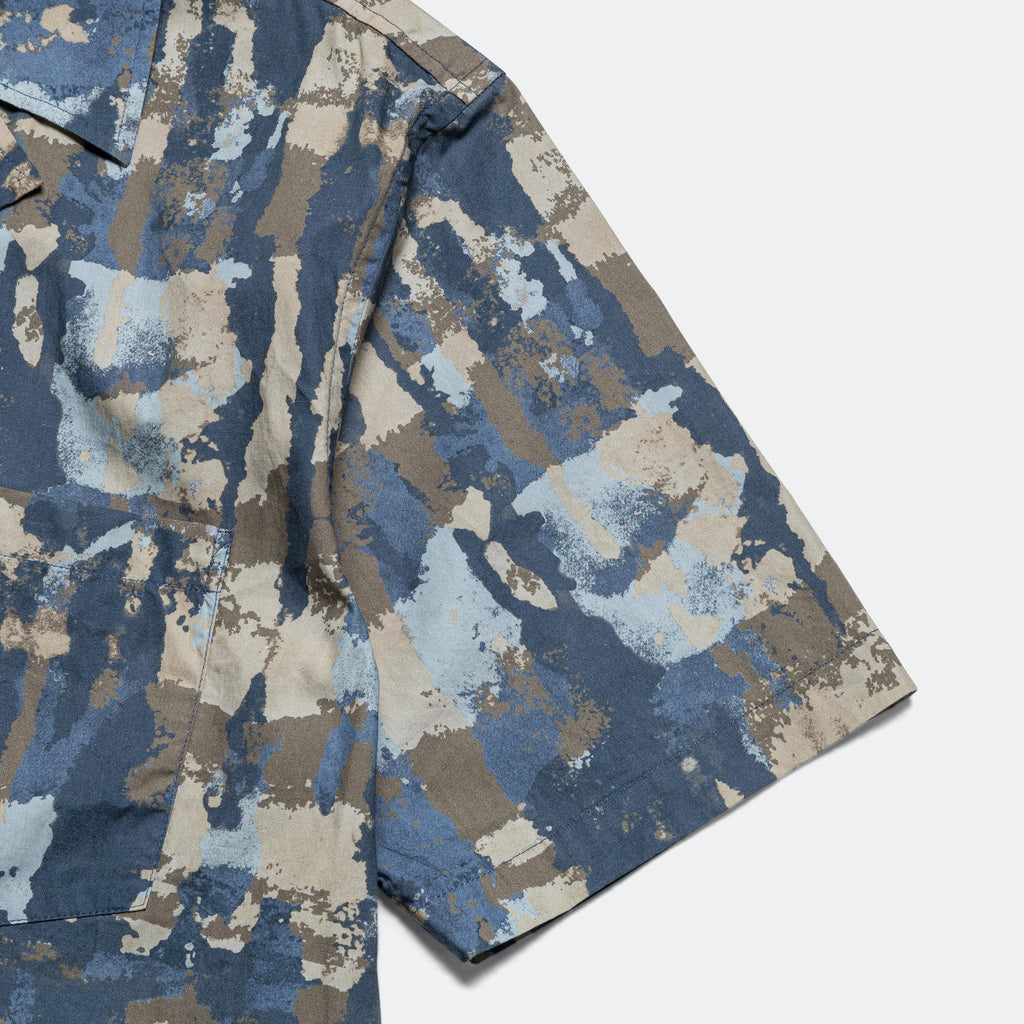 Mads Relaxed Print SS Shirt - Steel Blue