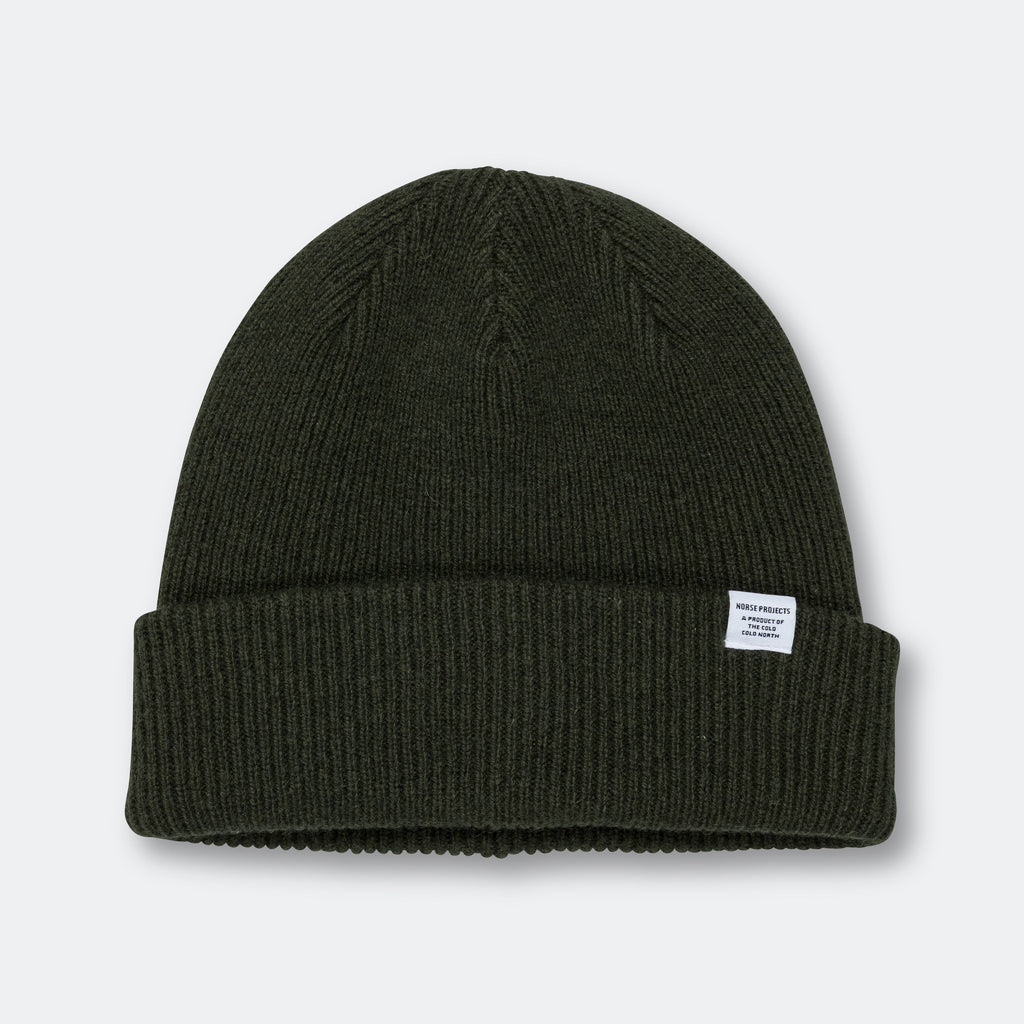 Merino Lambswool Beanie - Army Green