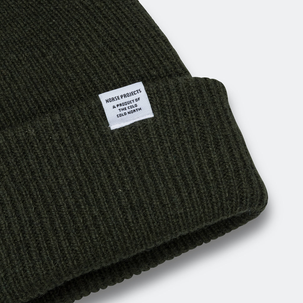 Merino Lambswool Beanie - Army Green