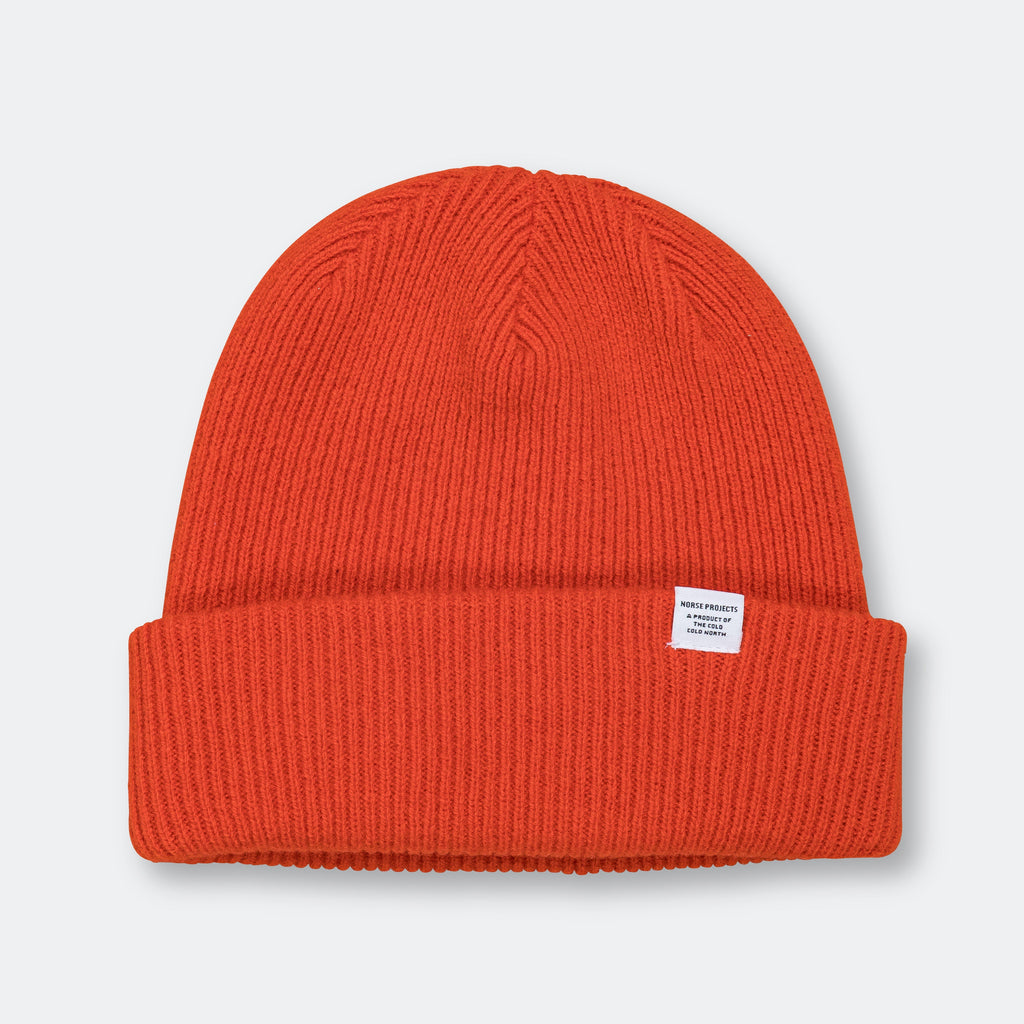 Merino Lambswool Beanie - Blood Orange