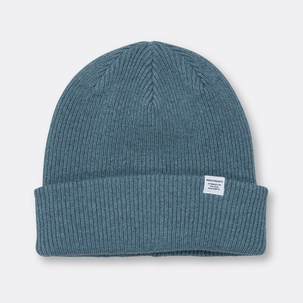 Merino Lambswool Beanie - Light Stone Blue