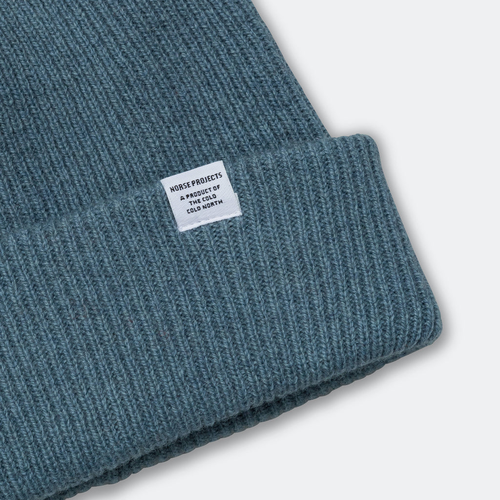 Merino Lambswool Beanie - Light Stone Blue