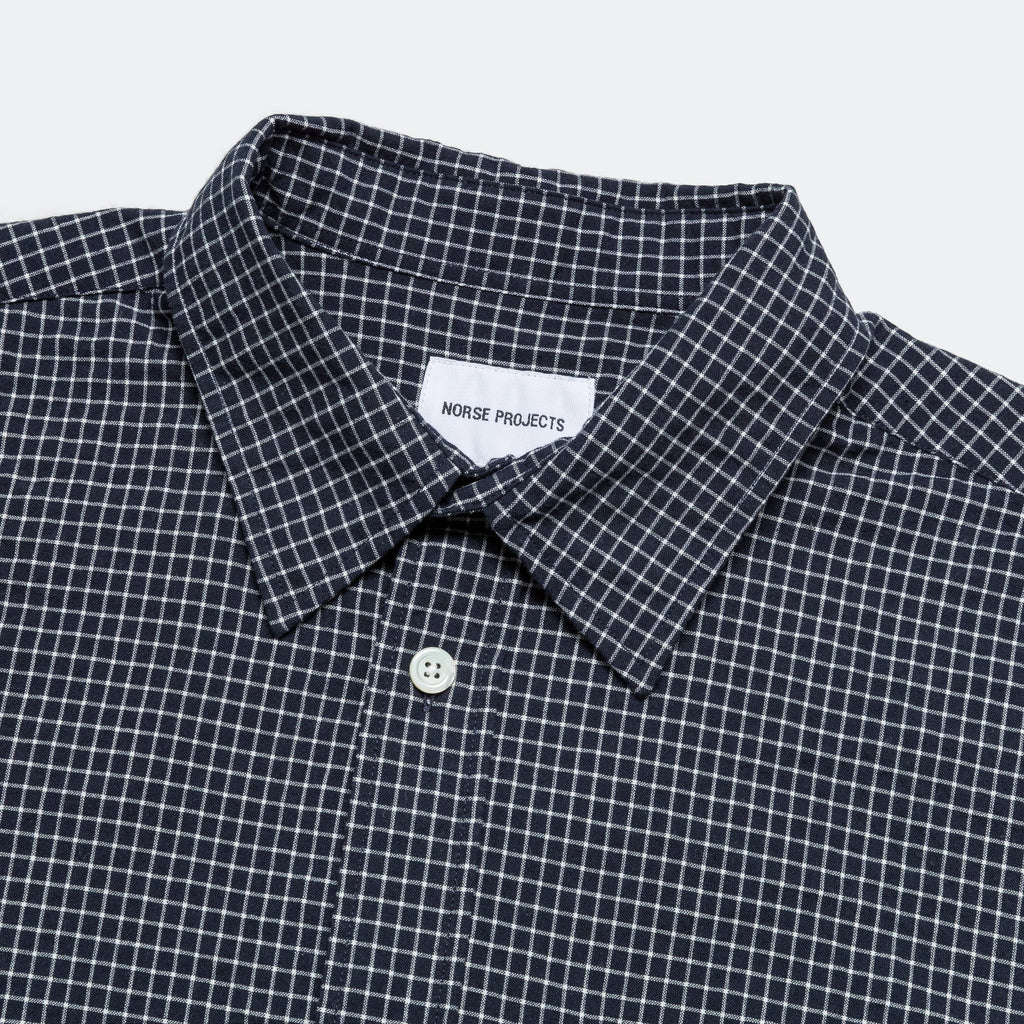 Mo Check Oversized Shirt - Dark Navy
