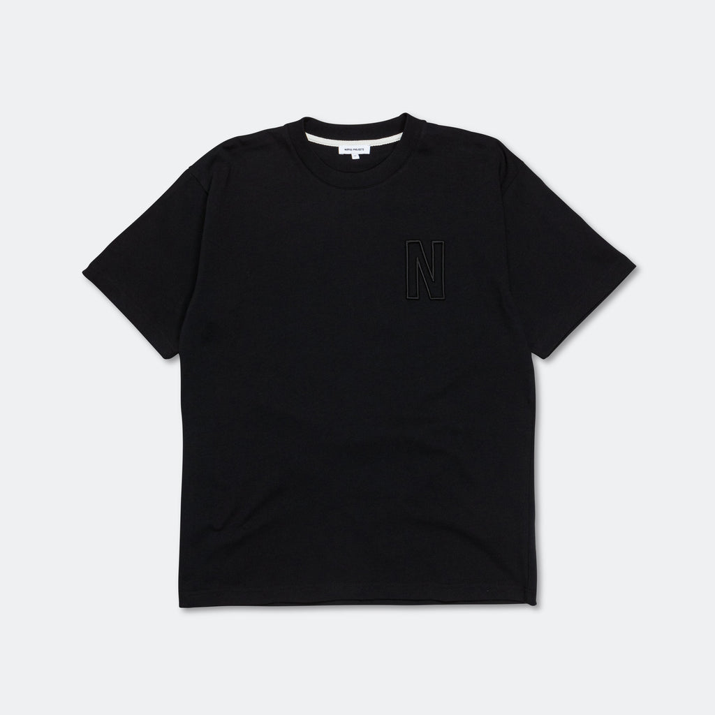 Simon Loose Organic Heavy Jersey N Logo T-Shirt - Black