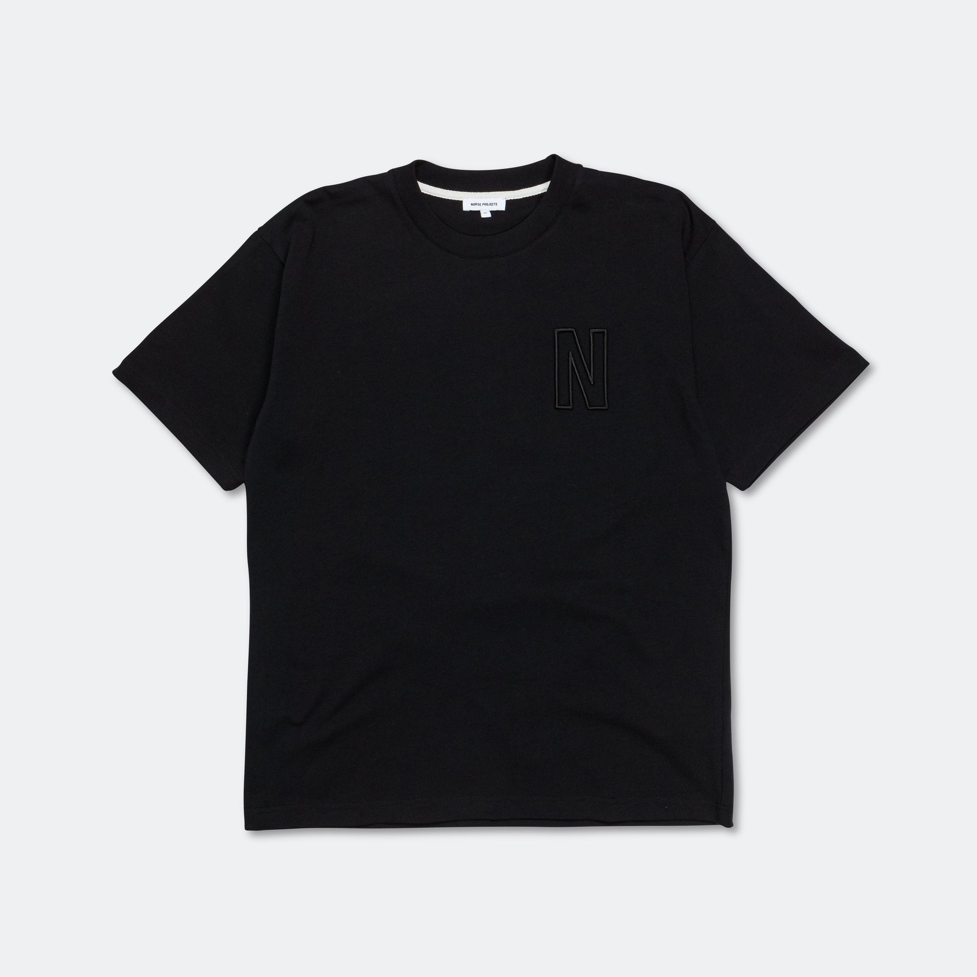 Simon Loose Organic Heavy Jersey N Logo T-Shirt - Black