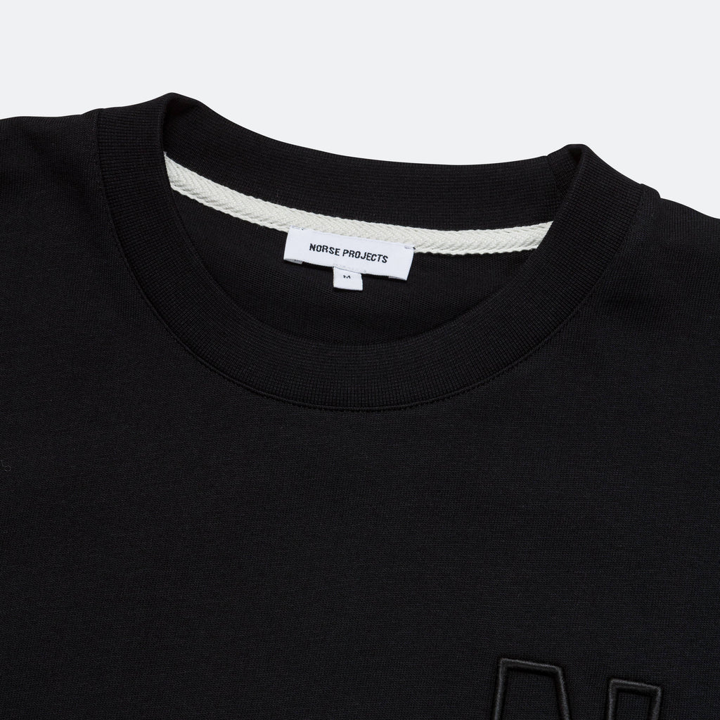 Simon Loose Organic Heavy Jersey N Logo T-Shirt - Black