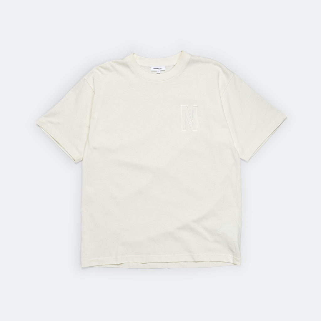Simon Loose Organic Heavy Jersey N Logo T-Shirt - Ecru