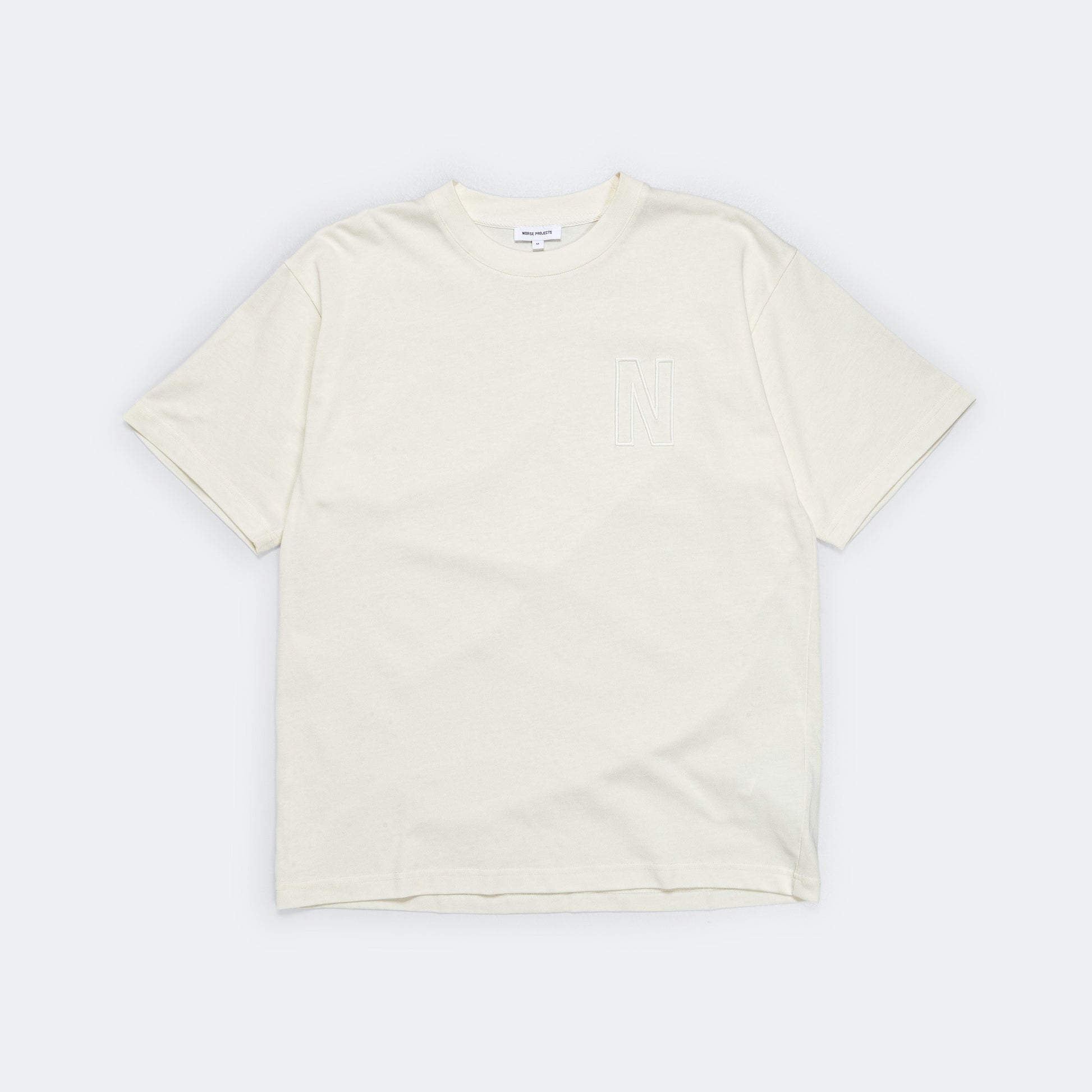 Simon Loose Organic Heavy Jersey N Logo T-Shirt - Ecru