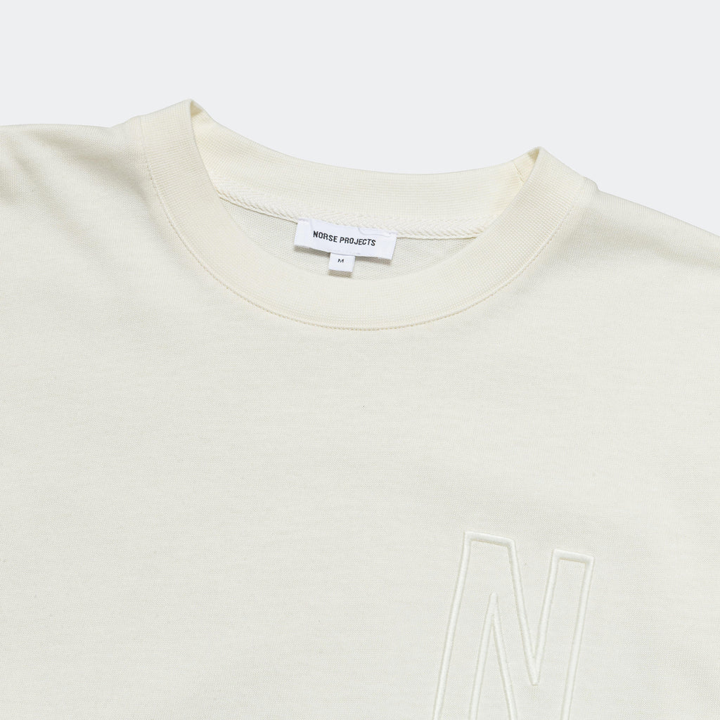 Simon Loose Organic Heavy Jersey N Logo T-Shirt - Ecru