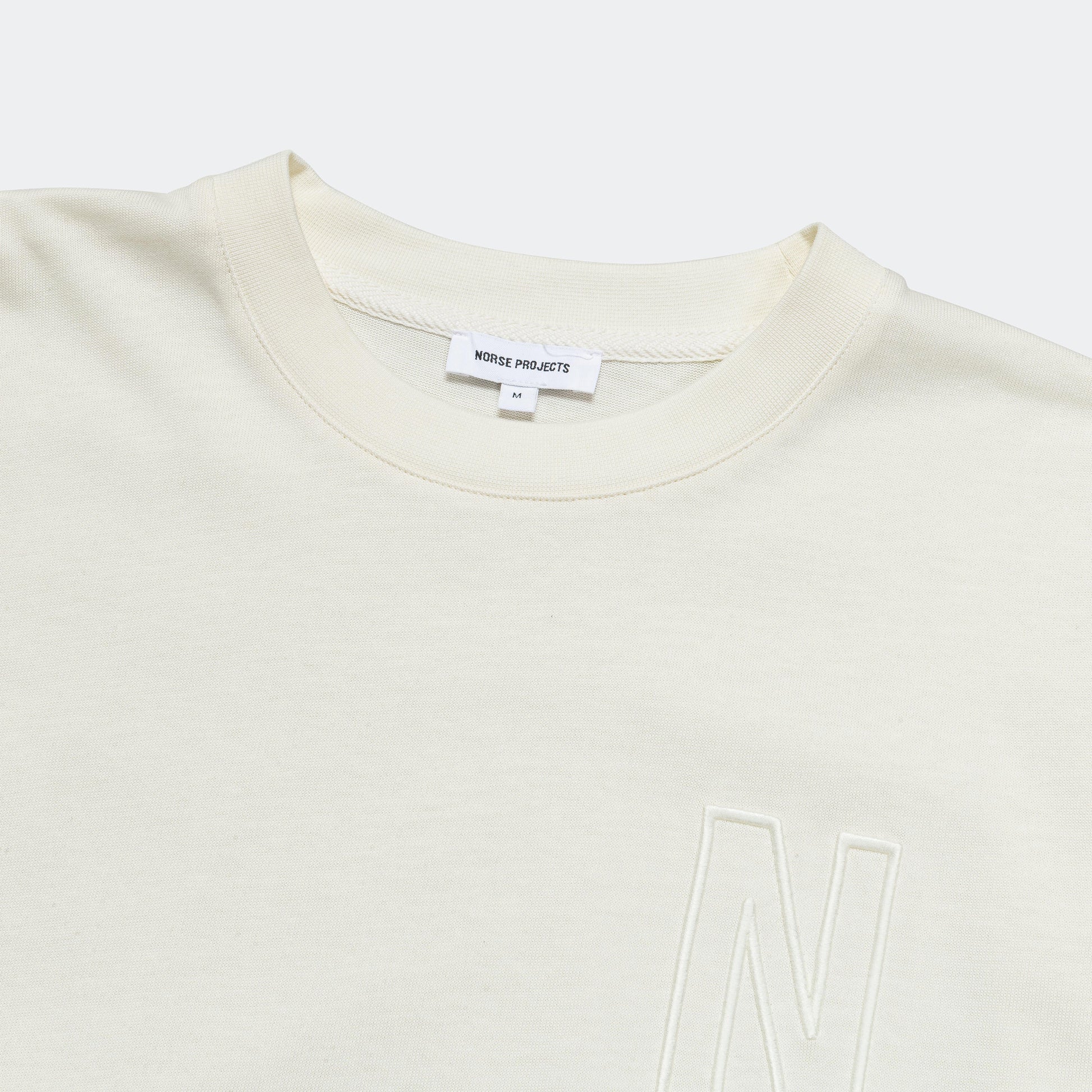 Simon Loose Organic Heavy Jersey N Logo T-Shirt - Ecru