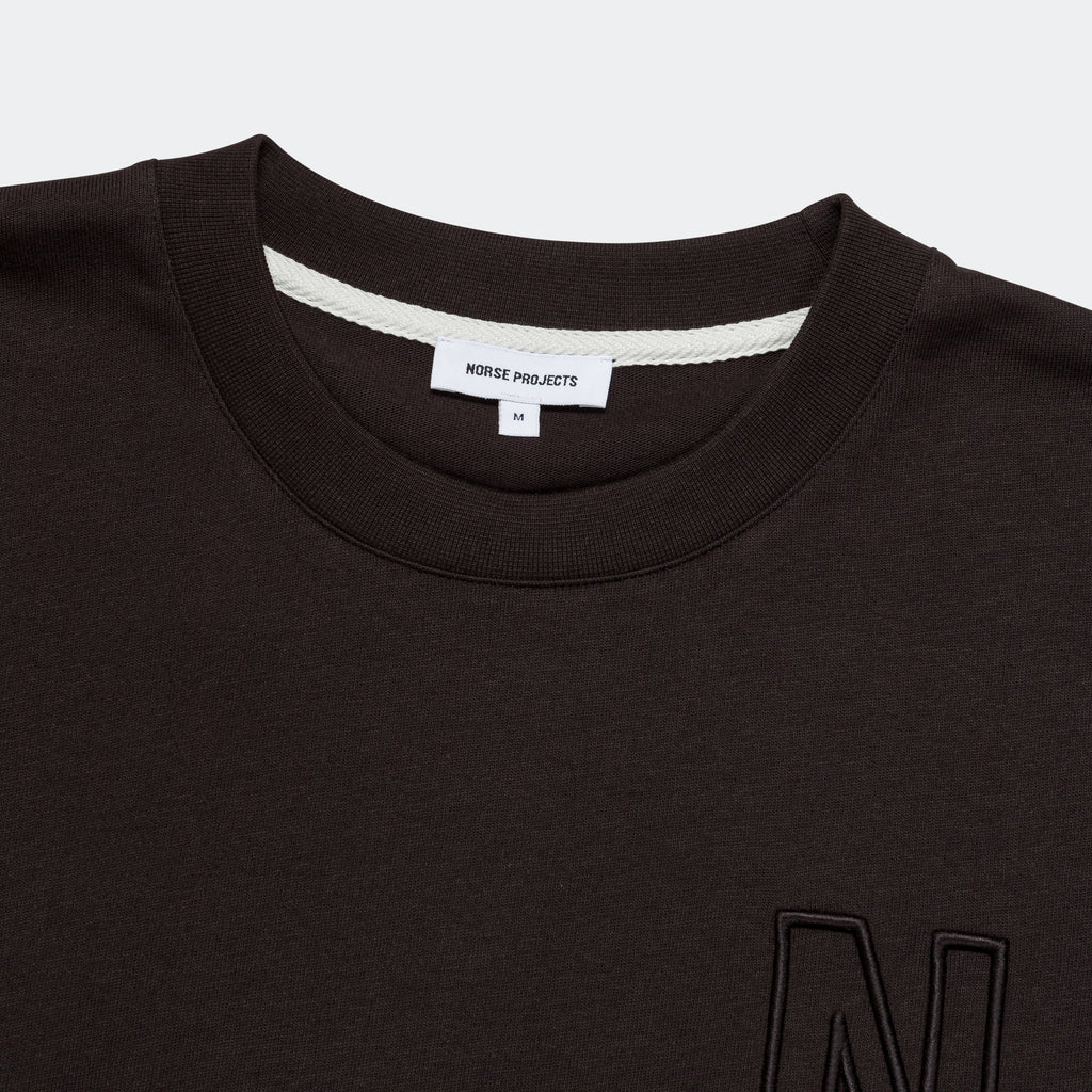 Simon Loose Organic Heavy Jersey N Logo T-Shirt - Espresso