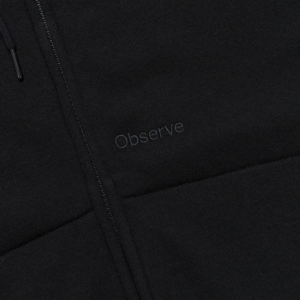 Crest Zip-Up Hood - Black