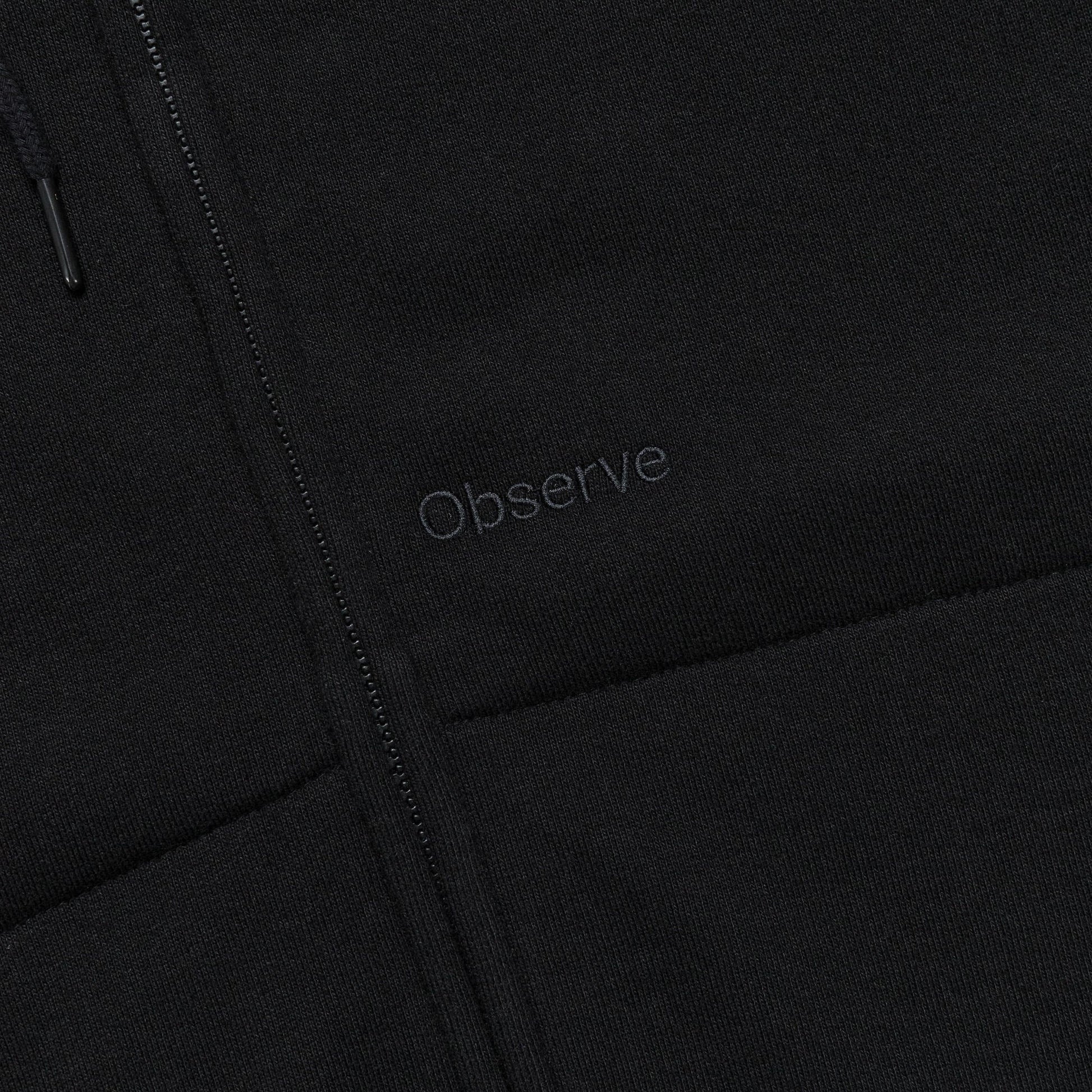 Crest Zip-Up Hood - Black