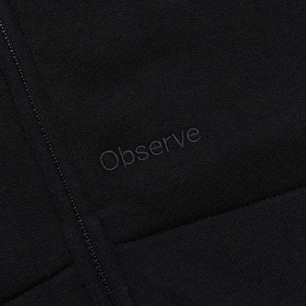 Crest Zip-Up Hood - Black