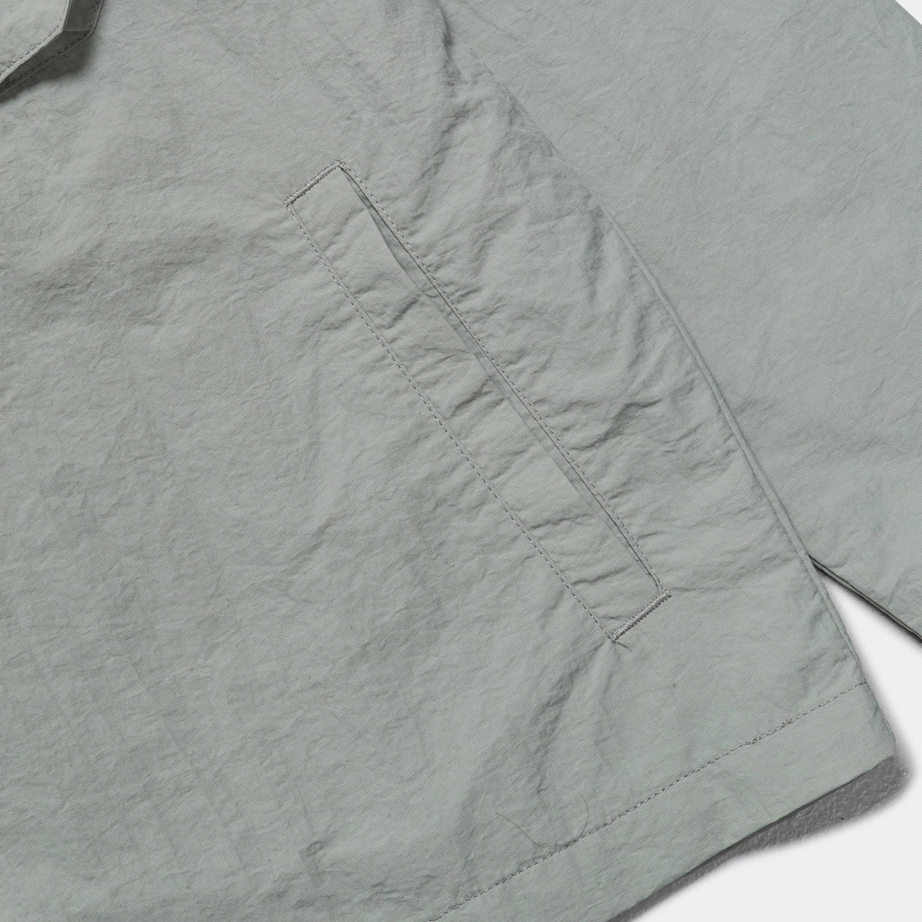 Nylon Crinkle Zip-Up Jacket - Grey