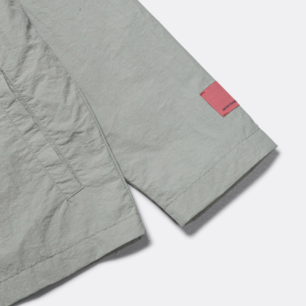 Nylon Crinkle Zip-Up Jacket - Grey