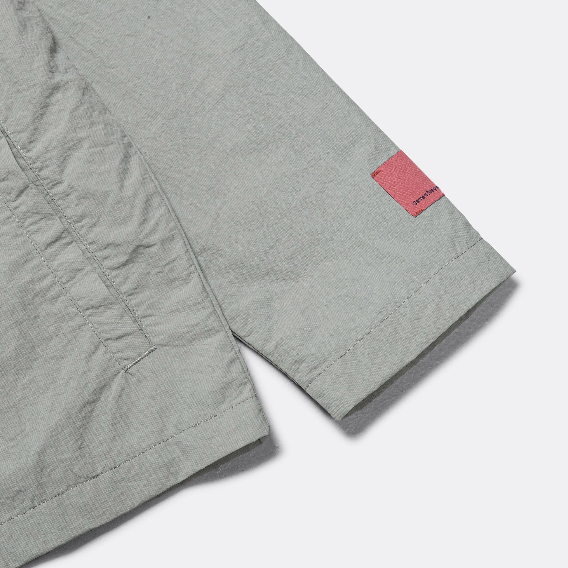 Nylon Crinkle Zip-Up Jacket - Grey