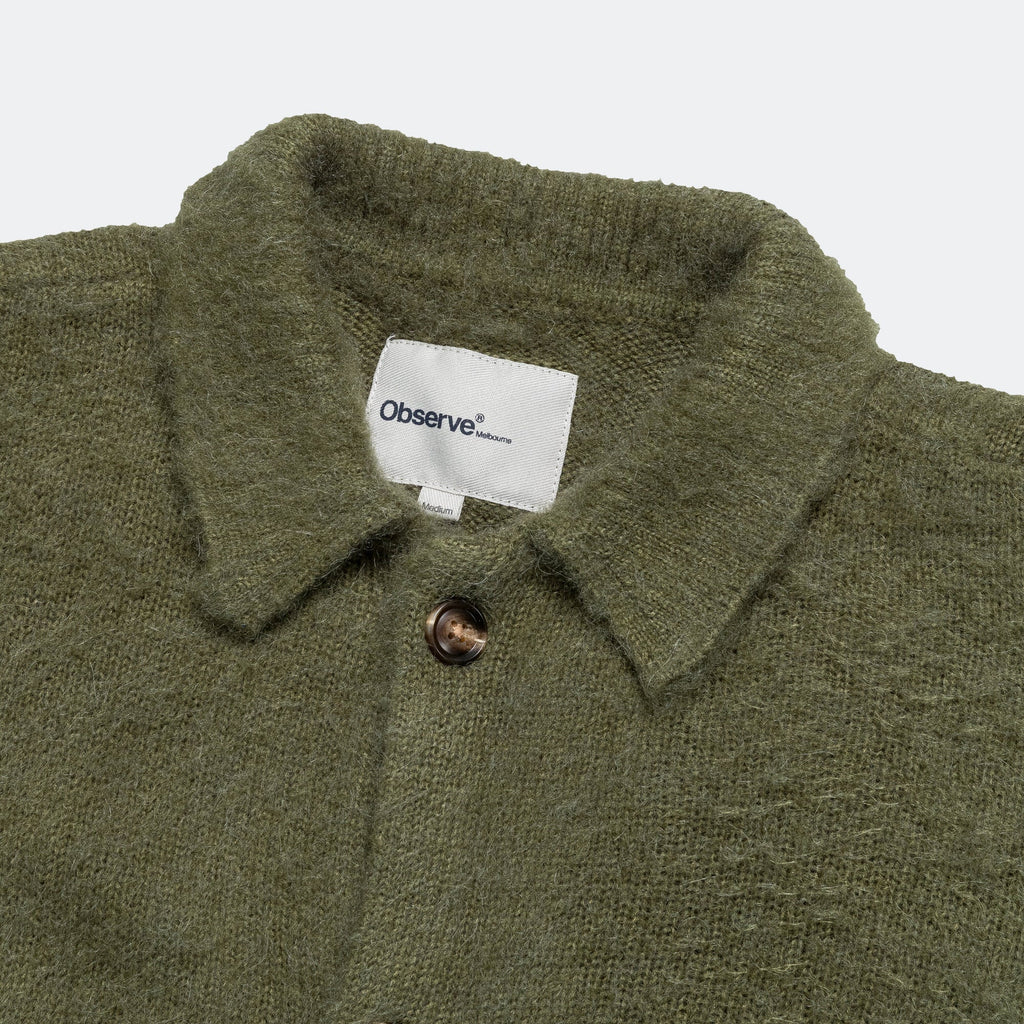 Mohair Collared Button Up - Forest