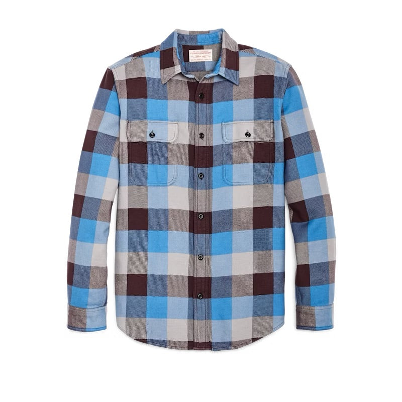 Vintage Flannel Work Shirt - Brown Light Blue