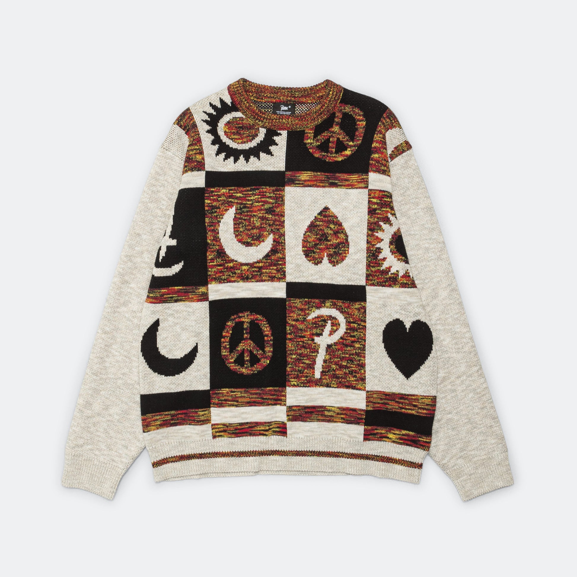 Jacquard Crayon Knitted Longsleeve - Spaced Dyed Dark Blue