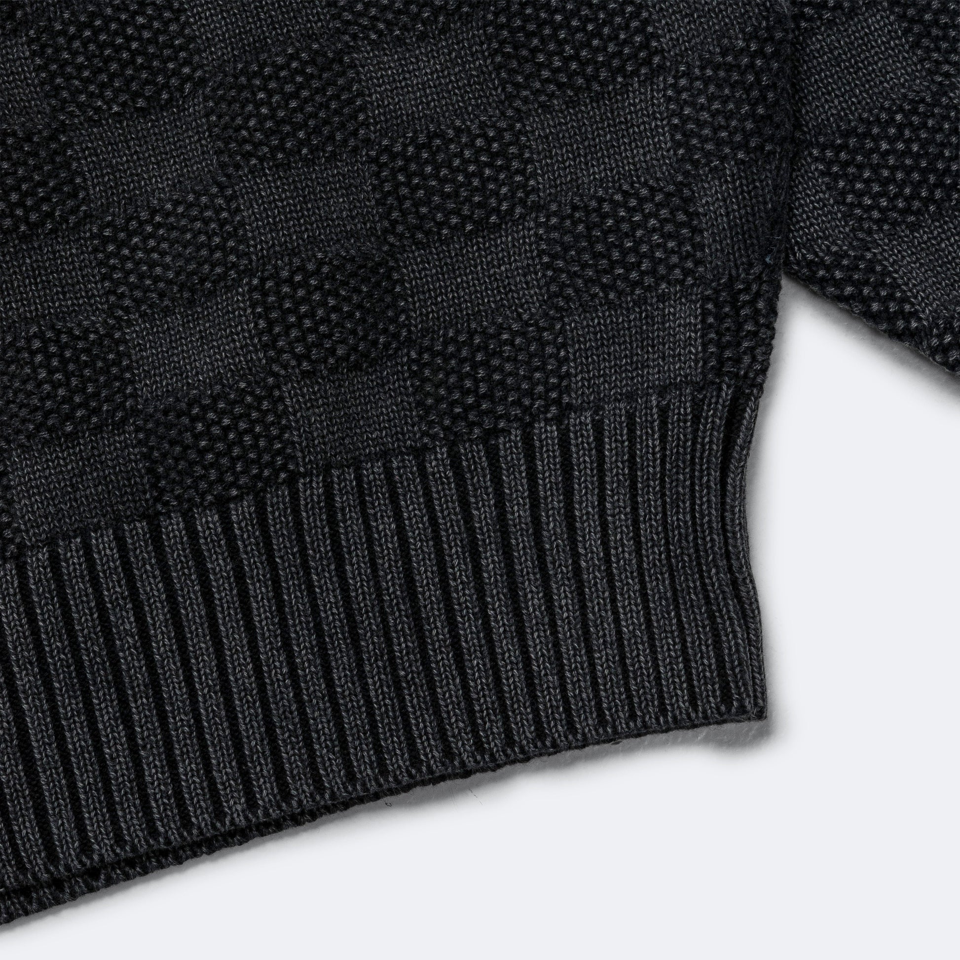 Purl Ribbed Knitted Sweater - Pirate Black