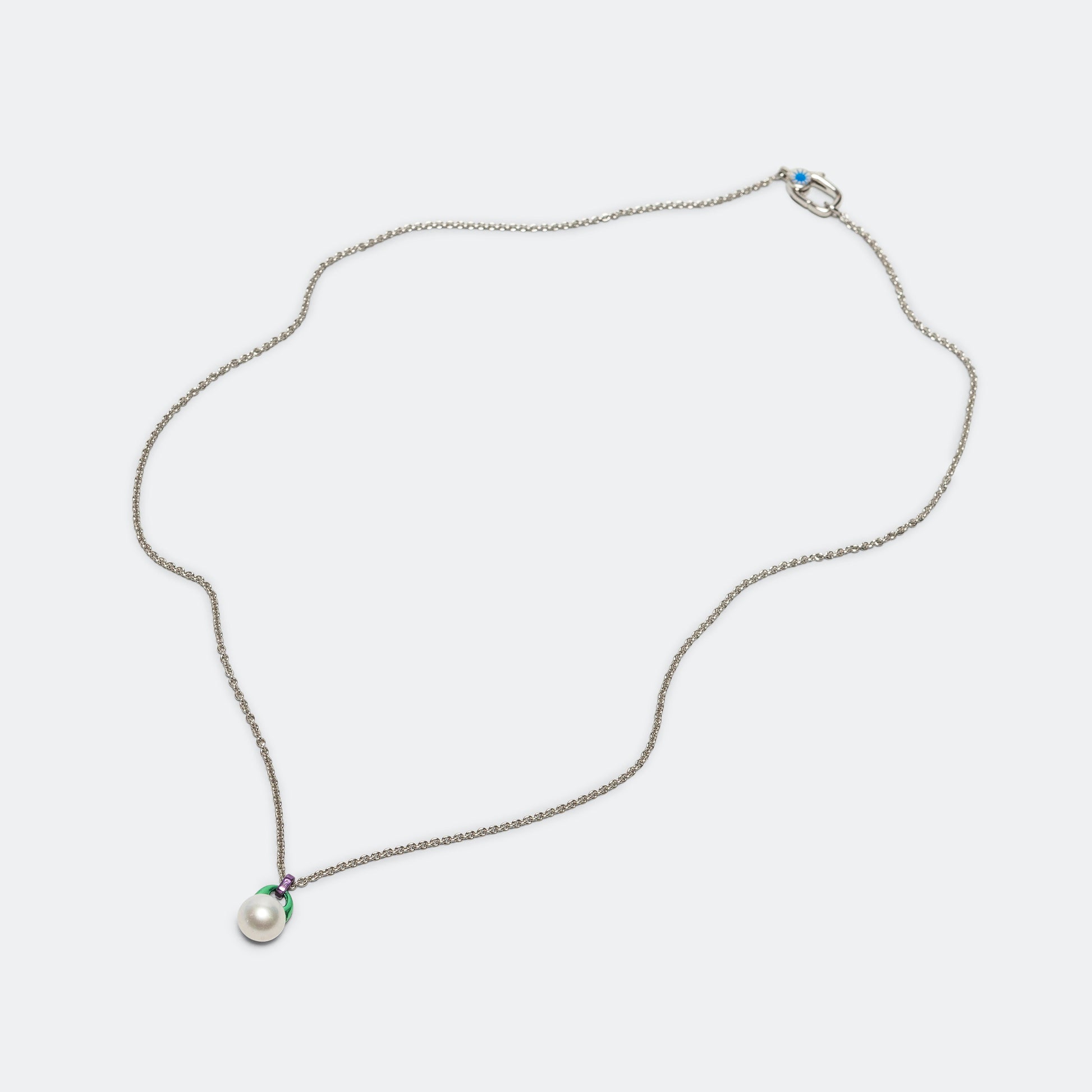 Graphic Pearl Necklace - Green/Purple