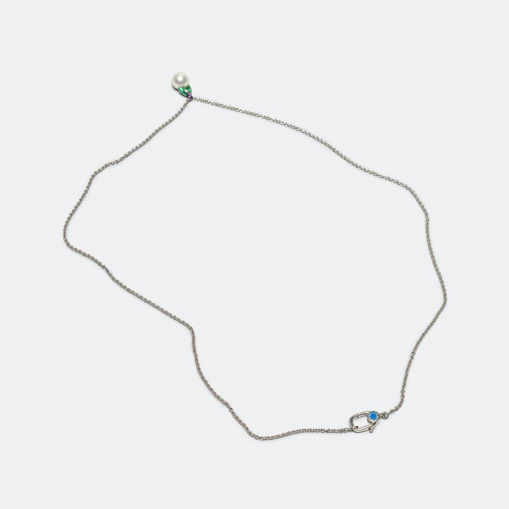 Graphic Pearl Necklace - Green/Purple