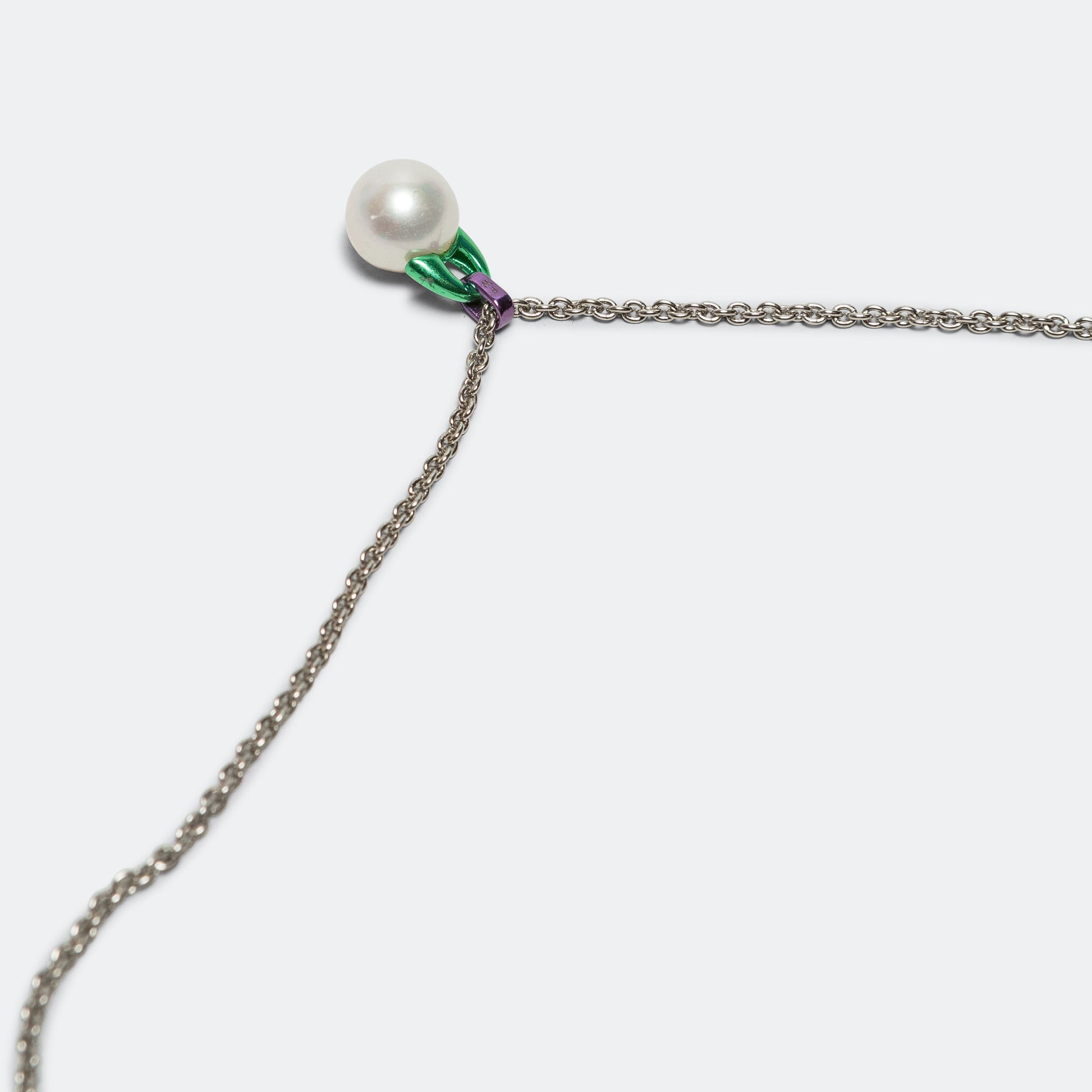 Graphic Pearl Necklace - Green/Purple