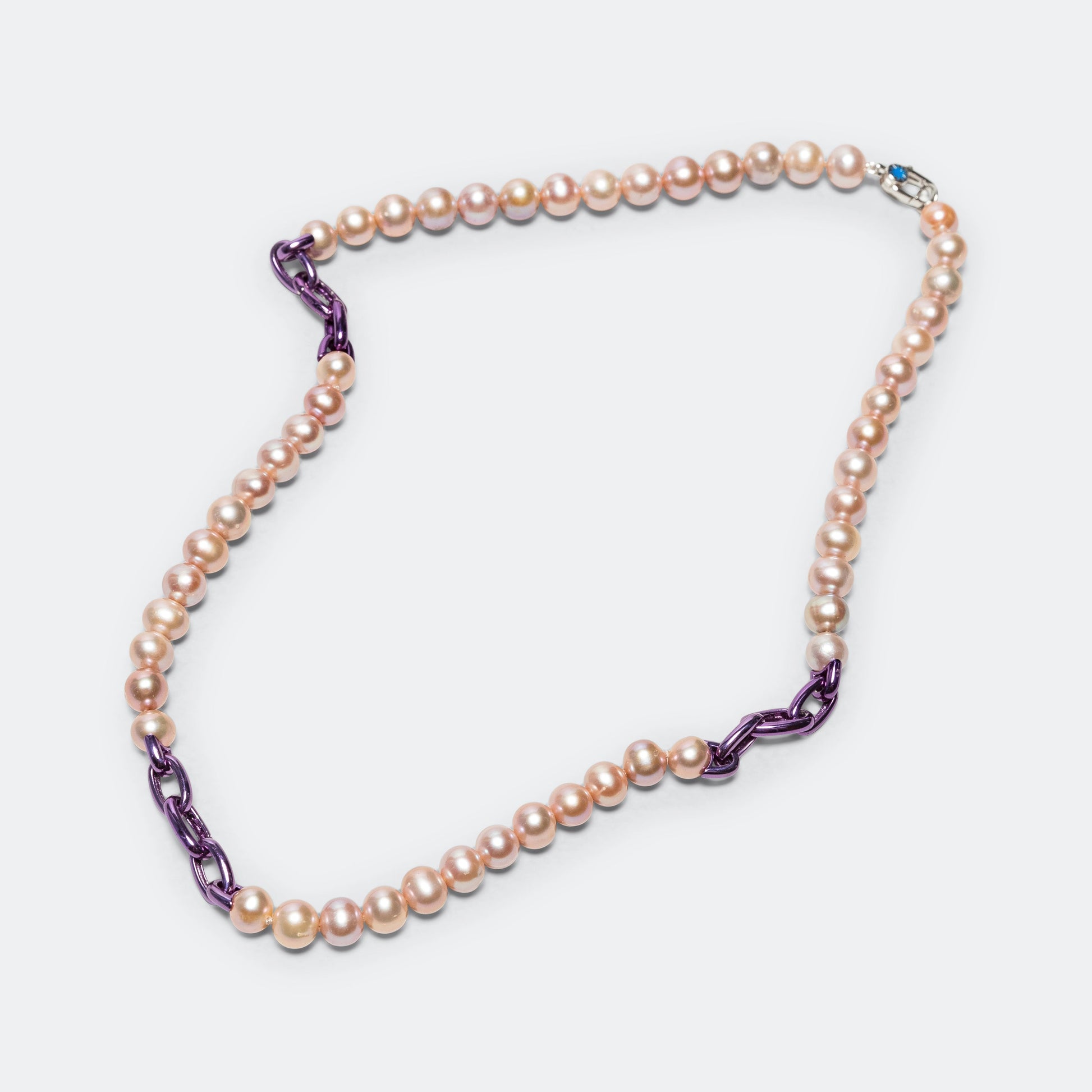 Pop Link Pearl Necklace - Purple/925 Silver