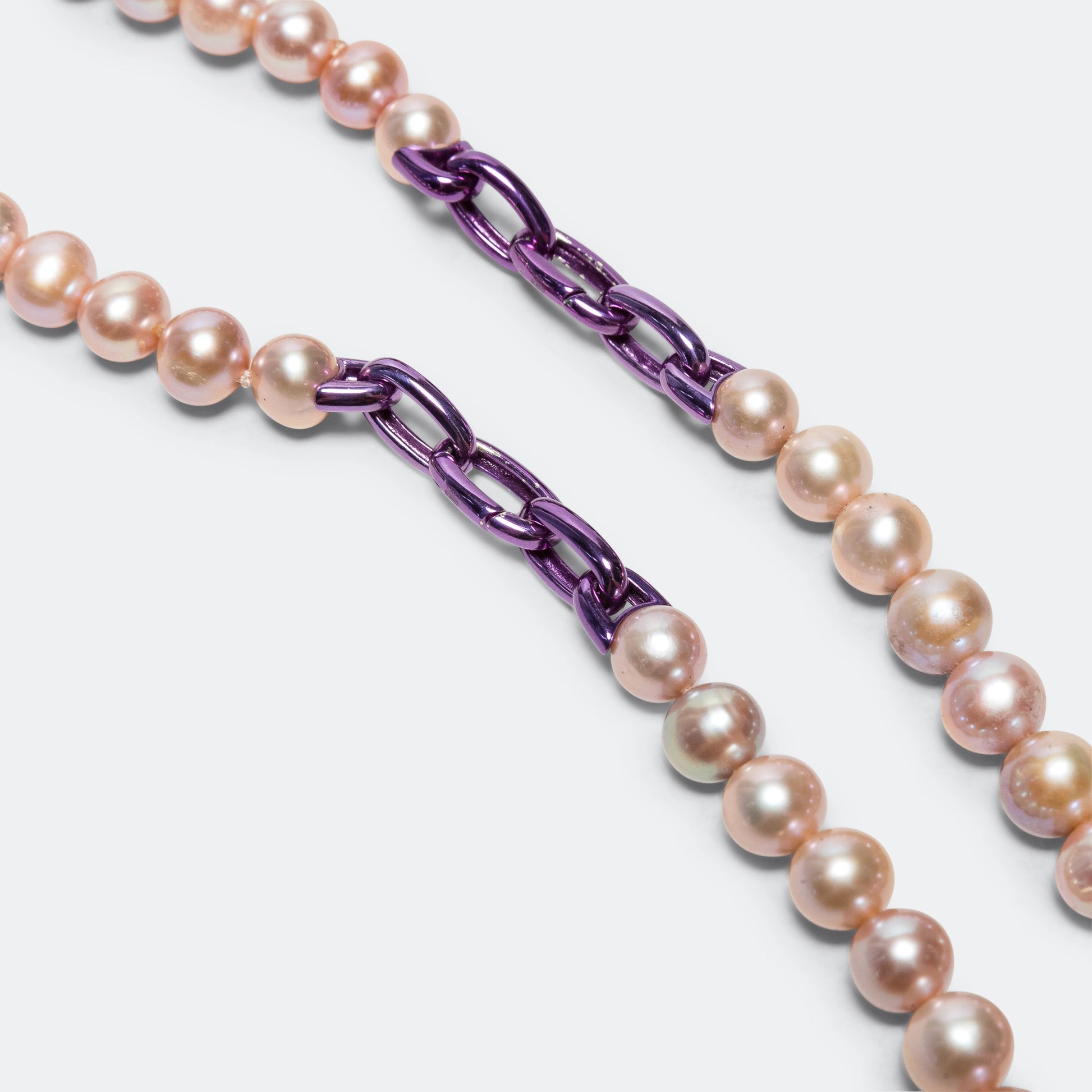 Pop Link Pearl Necklace - Purple/925 Silver