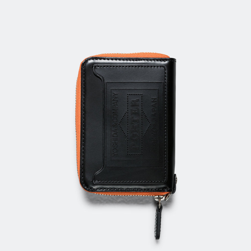 PS Leather Wallet Zip Key Case (Glass Leather) - Black/Orange