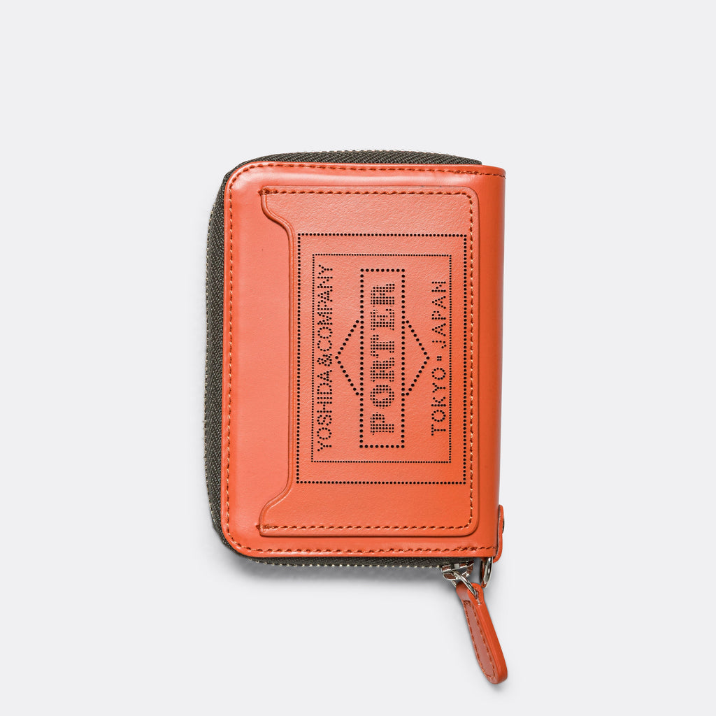 PS Leather Wallet Zip Key Case (Glass Leather) - Orange/Khaki