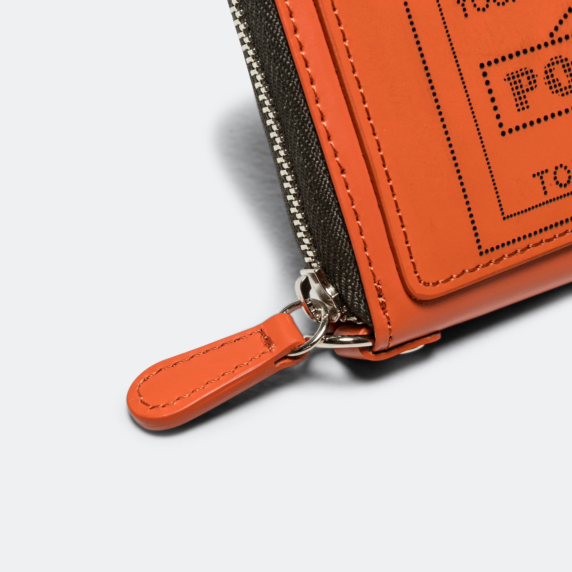 PS Leather Wallet Zip Key Case (Glass Leather) - Orange/Khaki