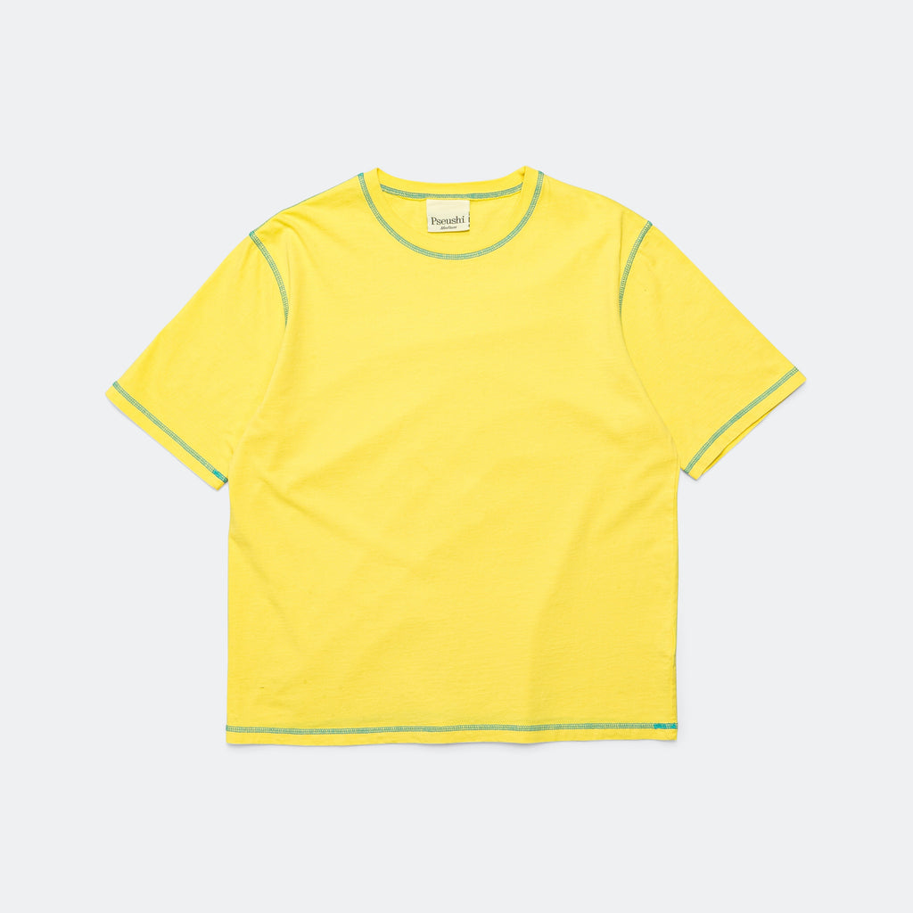 Contrast Stitch Tee - Lemon/Aqua