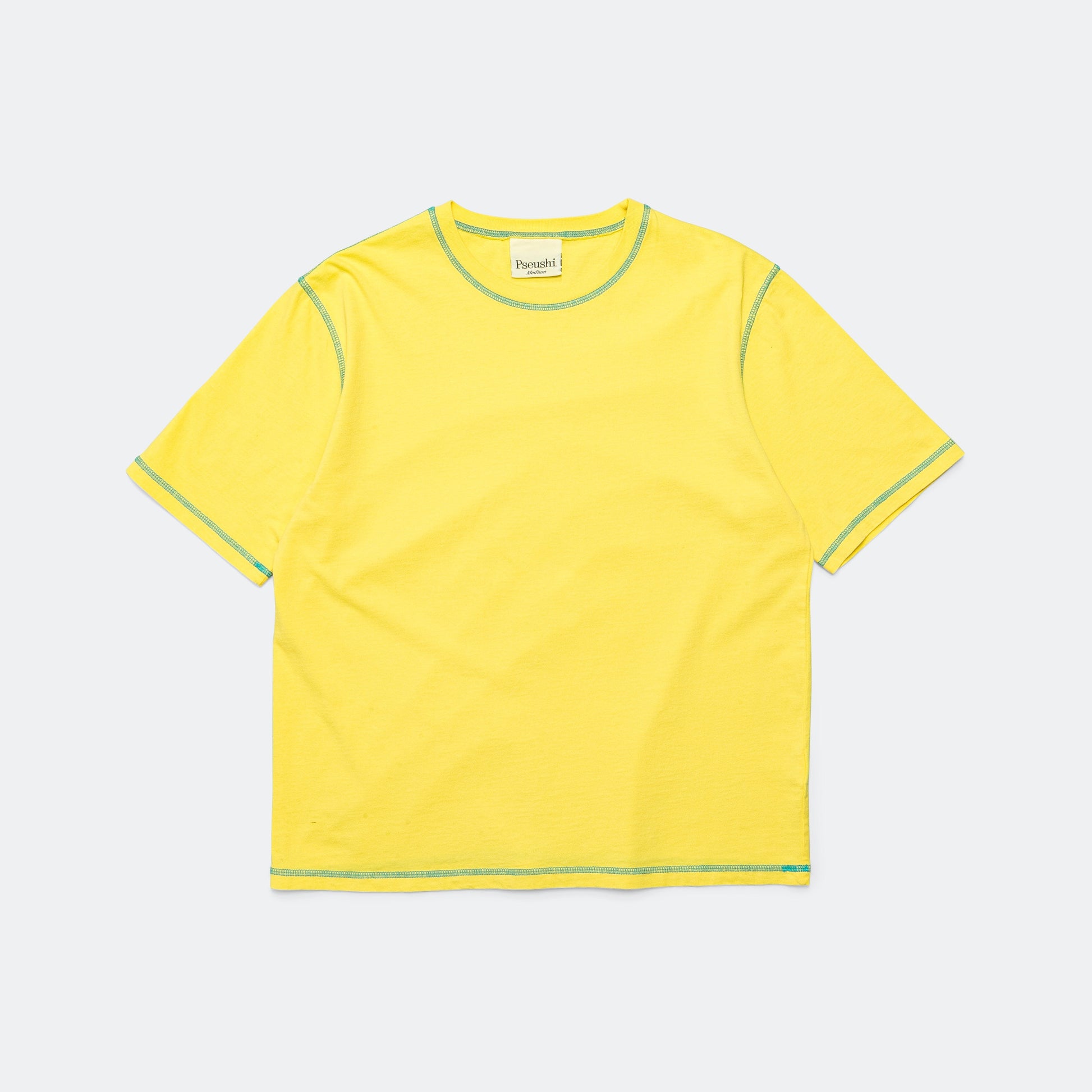 Contrast Stitch Tee - Lemon/Aqua