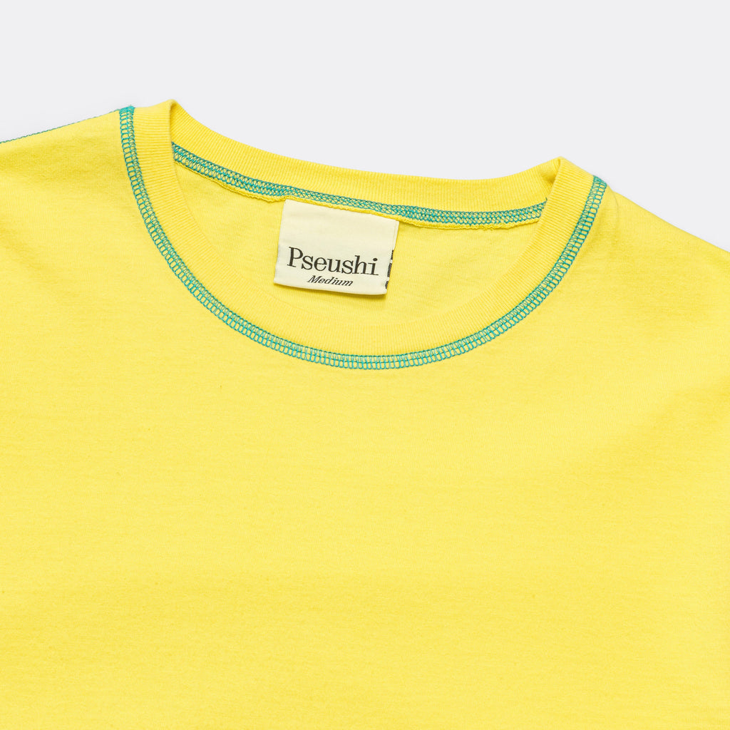 Contrast Stitch Tee - Lemon/Aqua