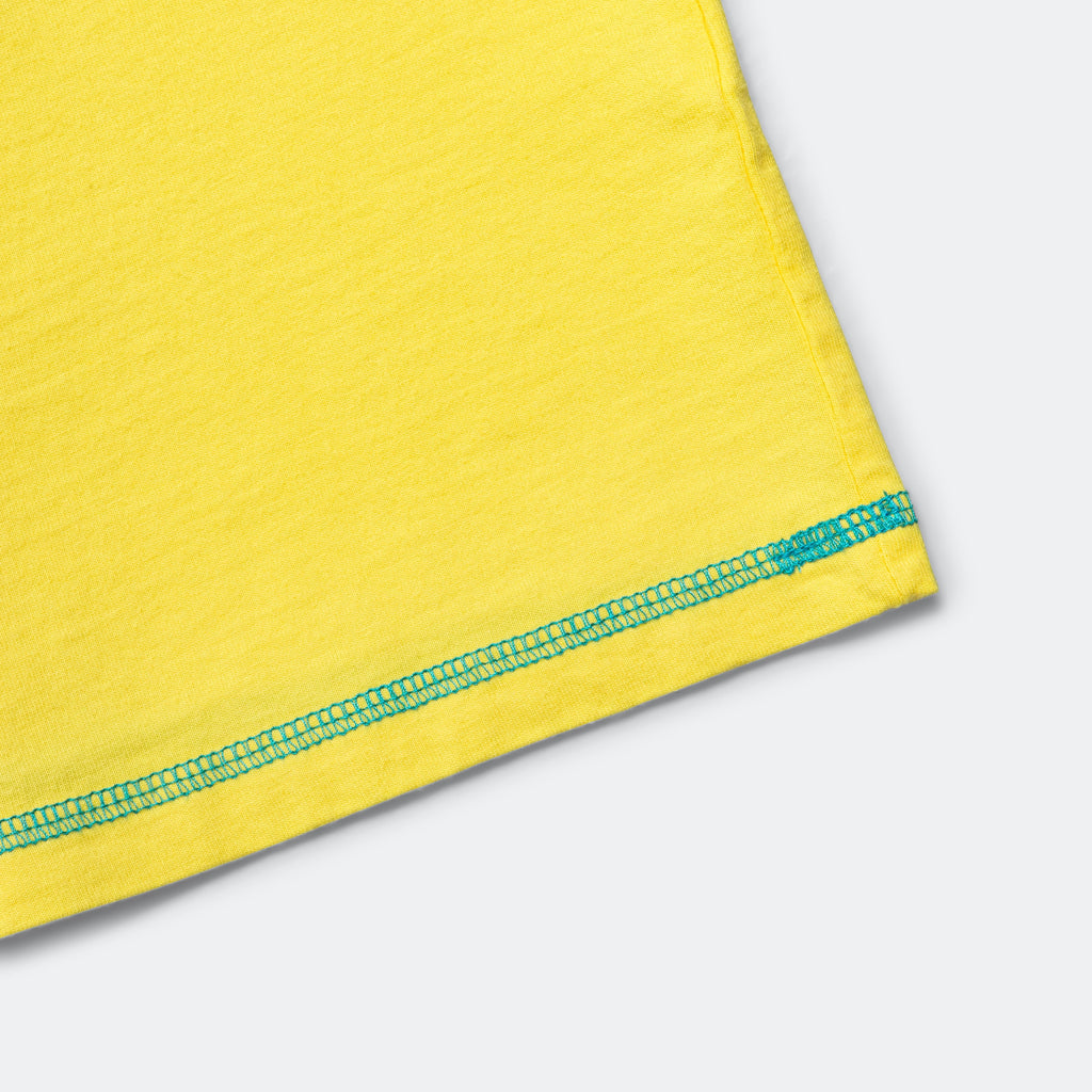 Contrast Stitch Tee - Lemon/Aqua