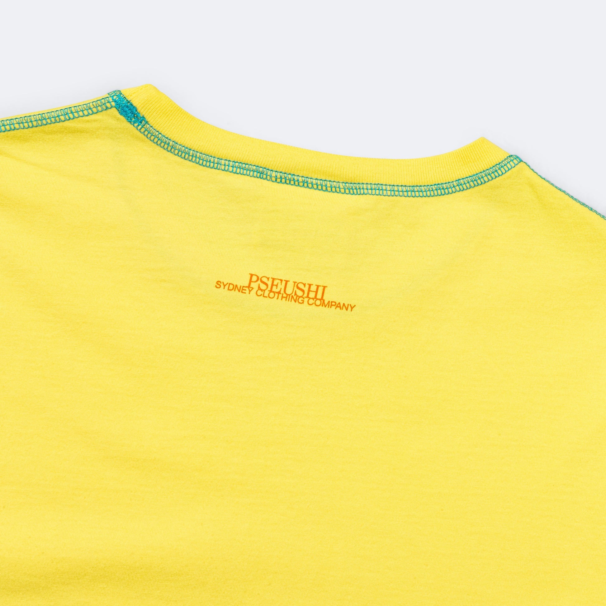 Contrast Stitch Tee - Lemon/Aqua