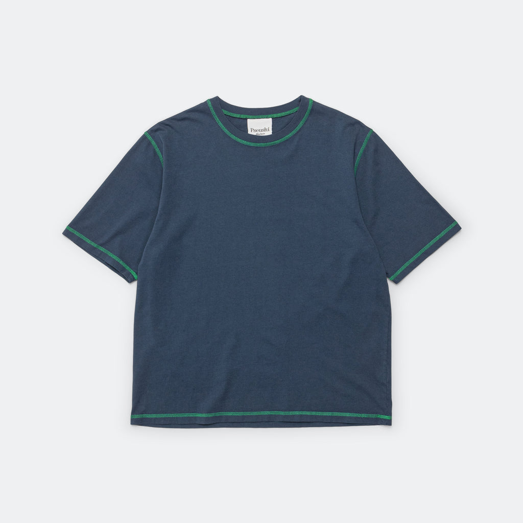 Contrast Stitch Tee - Navy/Green