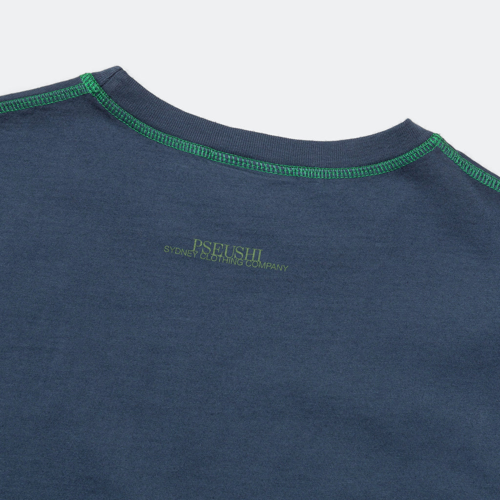 Contrast Stitch Tee - Navy/Green