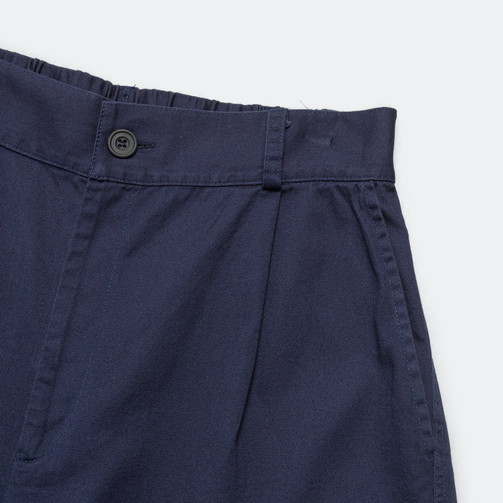 Pleated Wide Shorts - Navy
