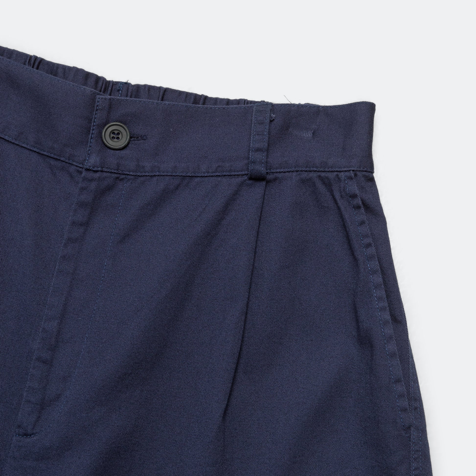 Pleated Wide Shorts - Navy